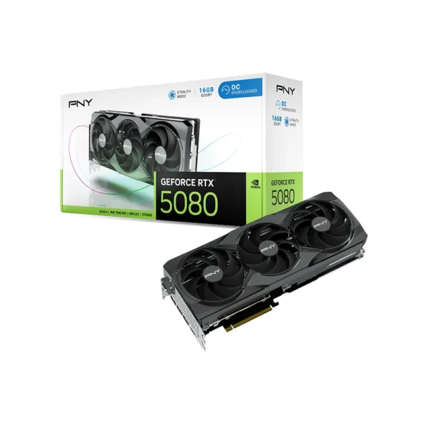 PNY GeForce RTX 5080 16GB Overclocked Triple Fan Graphics Card