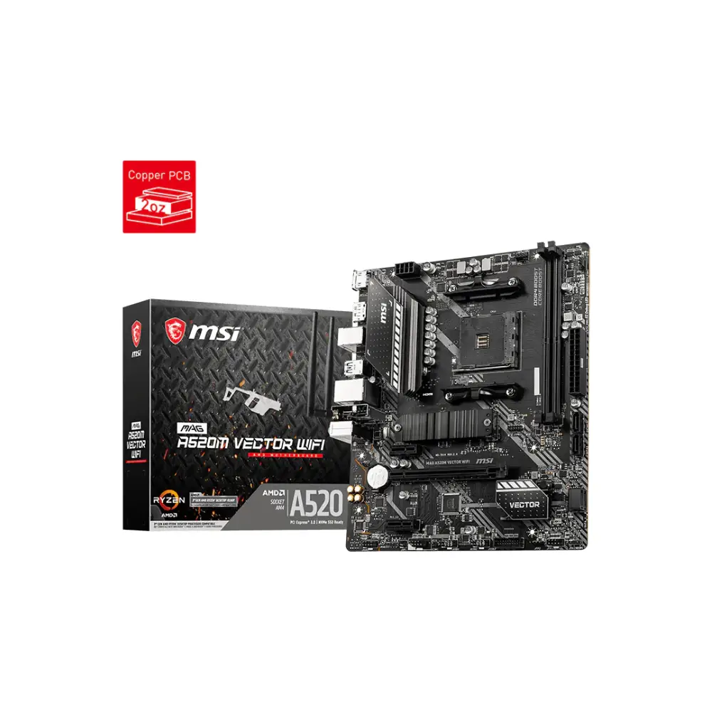 MSI MAG A520M VECTOR WIFI AMD AM4 Micro-ATX WiFi Motherboard