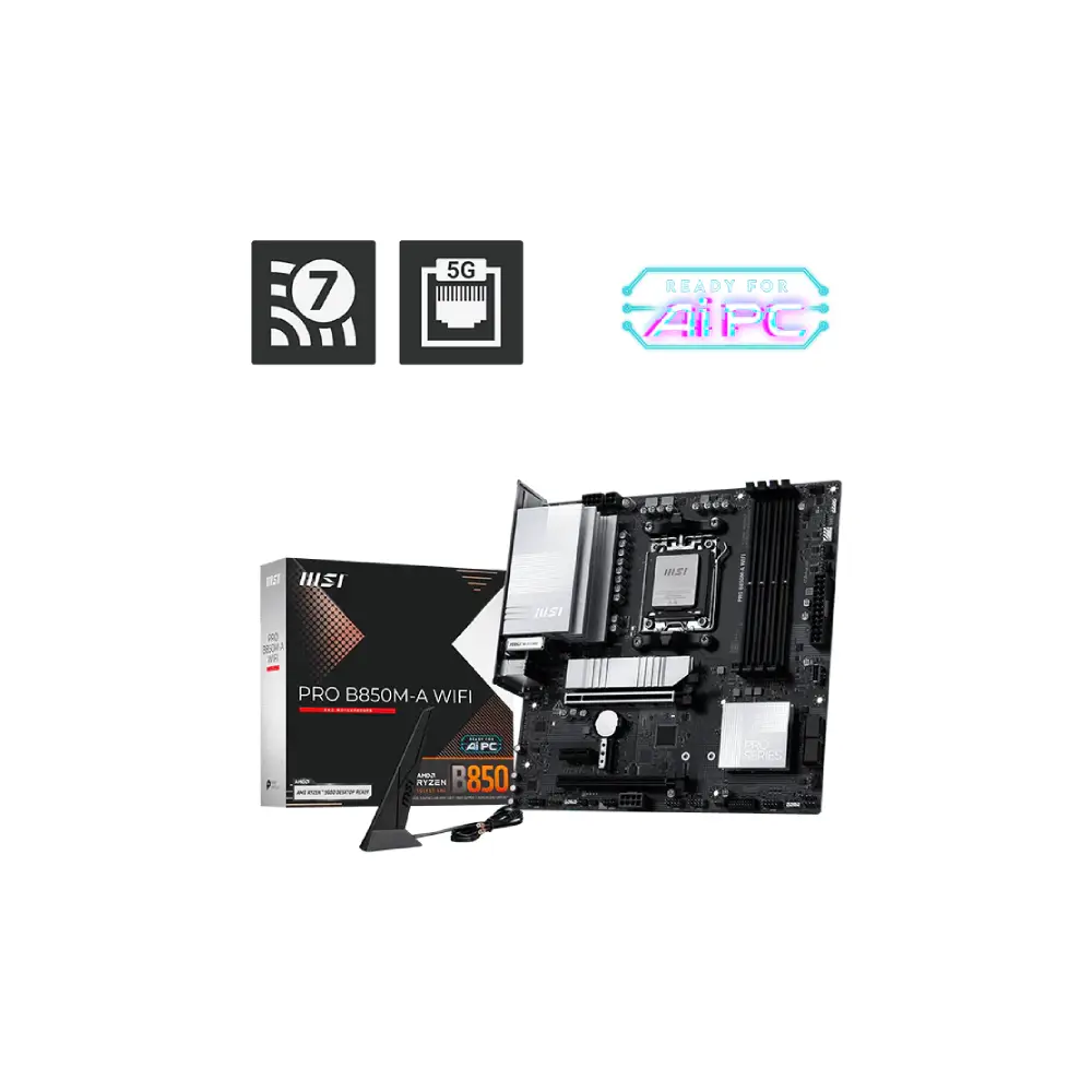 MSI PRO B850M-A WIFI AMD AM5 Micro-ATX WiFi Motherboard