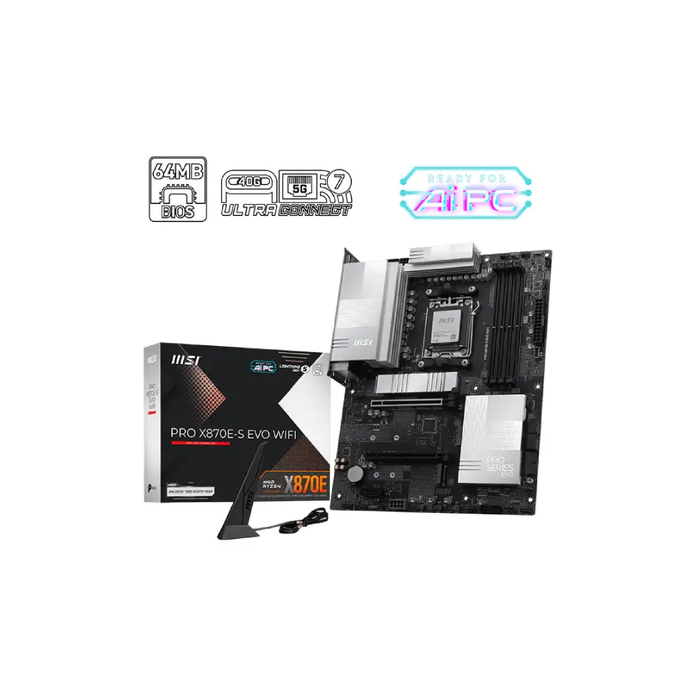 MSI PRO X870E-S EVO WIFI AMD AM5 ATX WiFi Motherboard