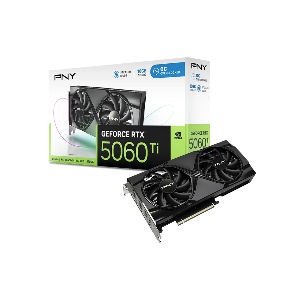 pny geforce rtx 5060 ti 16gb dual fan oc graphics card